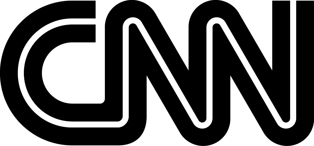 Black and white CNN logo with stylized letters