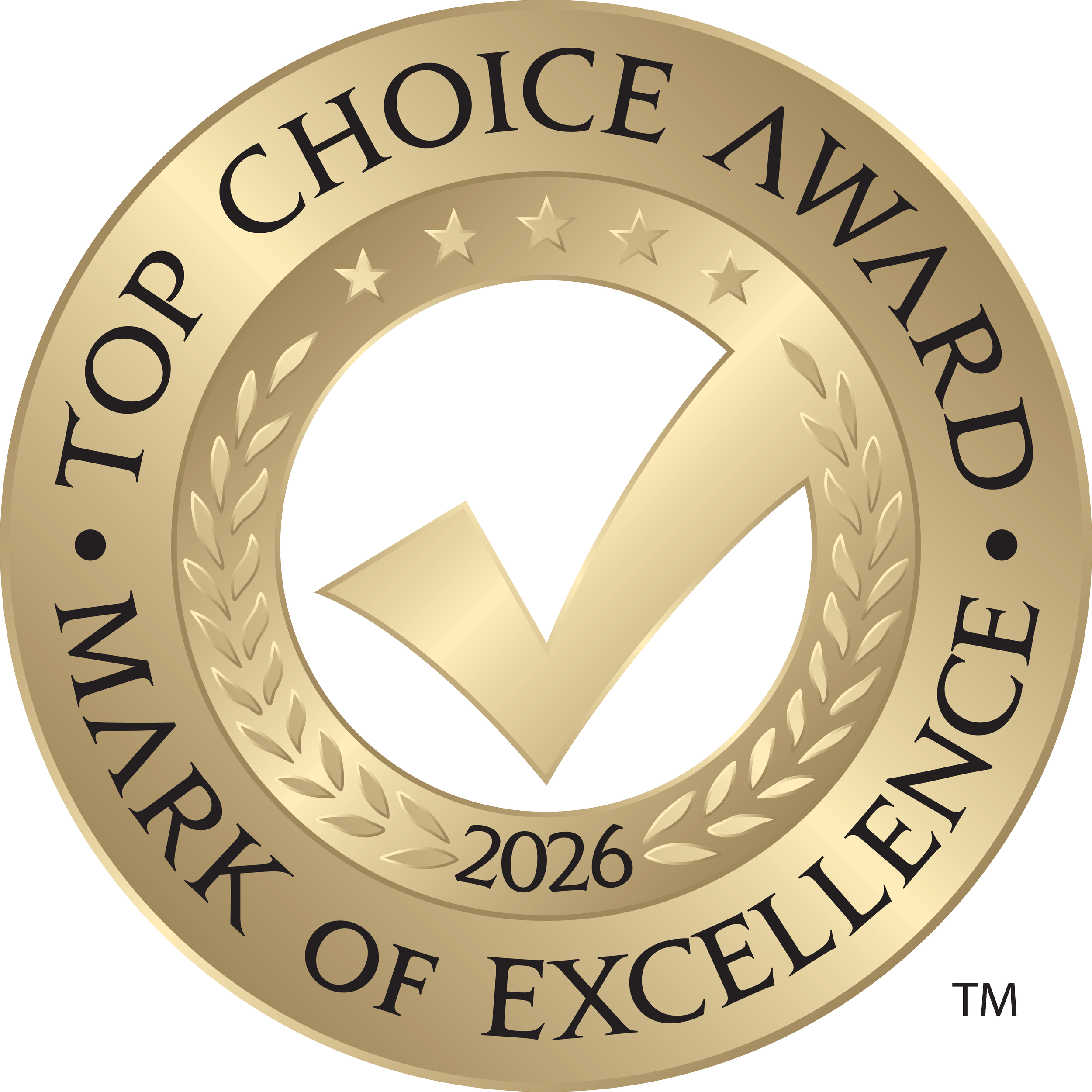 Gold medal with the text "Choice Award of Excellence 2026" and five stars in the center.