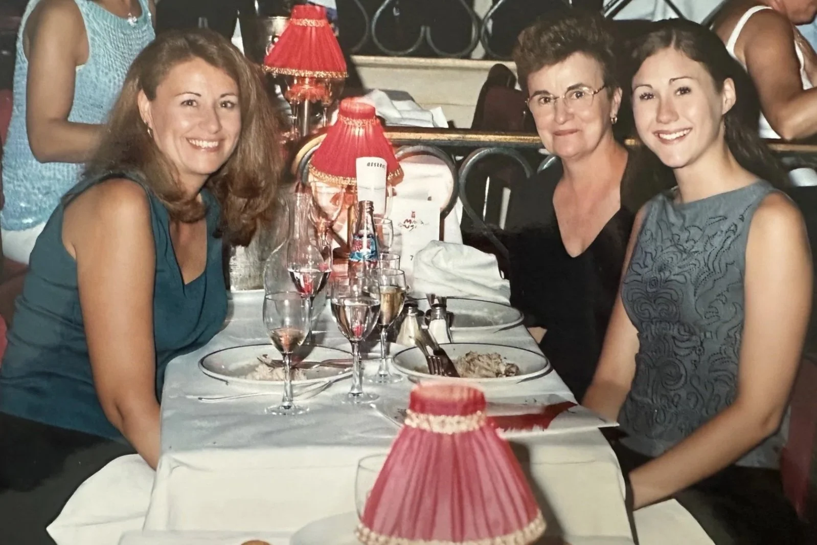 Three generation family trip of grandmother, mom, and daughter in Paris.