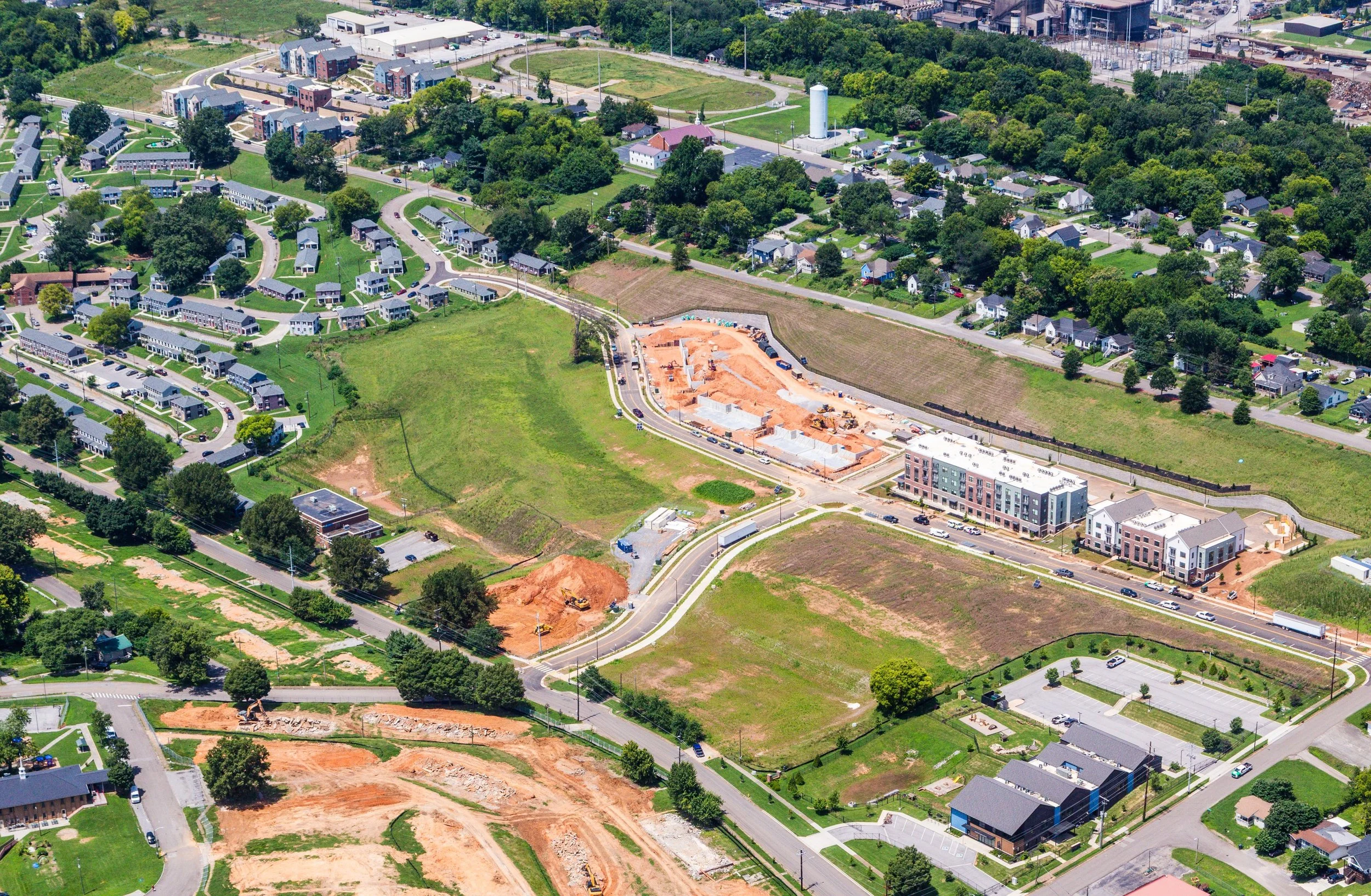 Western Heights aerial showing extent of public infrastructure and new development. Choice Neighborhoods redevelopment project
