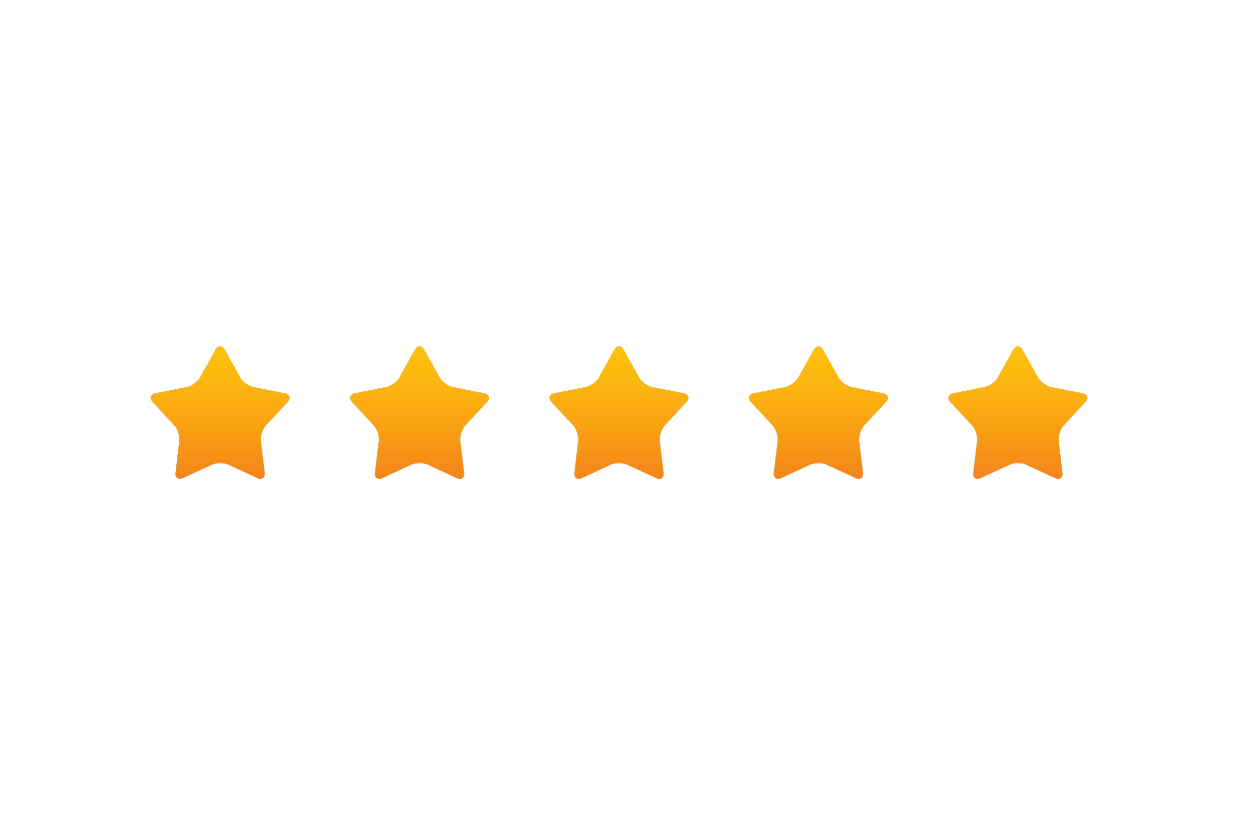 Five gold stars on a transparent background. 5 star reviews for JP Gardens, gardening services in Tunbridge Wells, Kent and surrounding areas.
