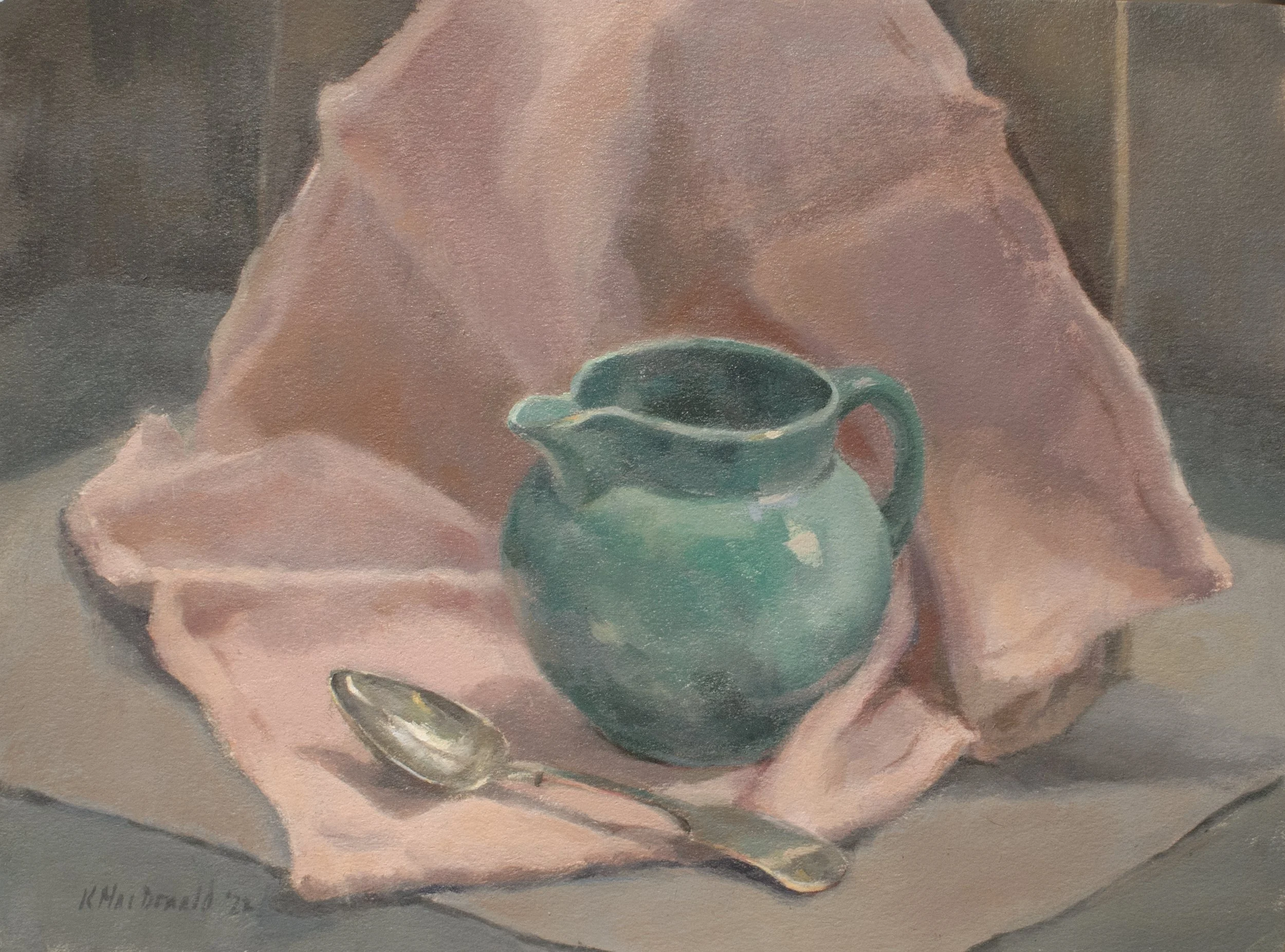 Green jug and spoon, 2022