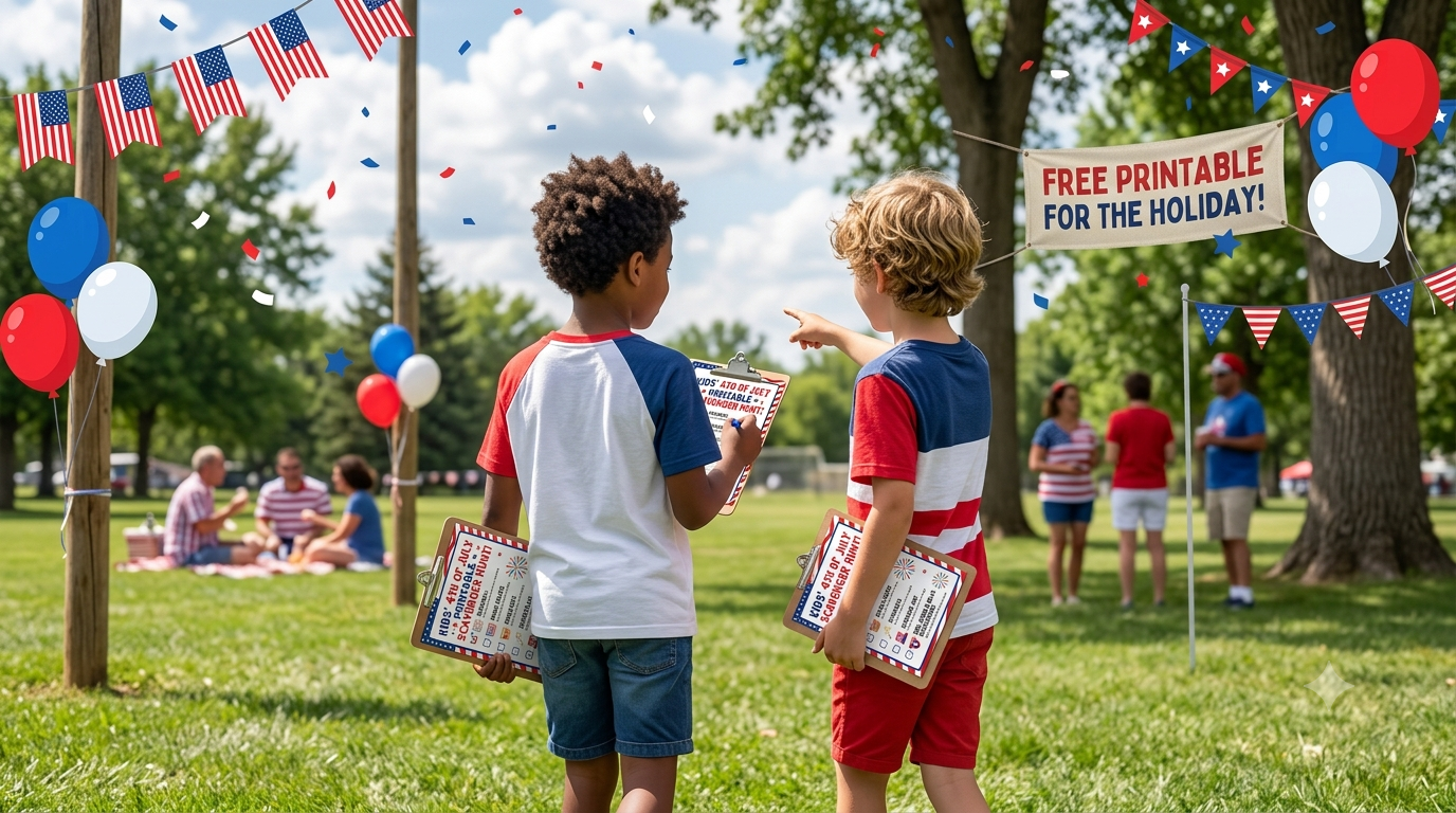 🇺🇸 Ready, Set, Hunt! A Free 4th of July Scavenger Hunt for Kids (Printable PDF)✨