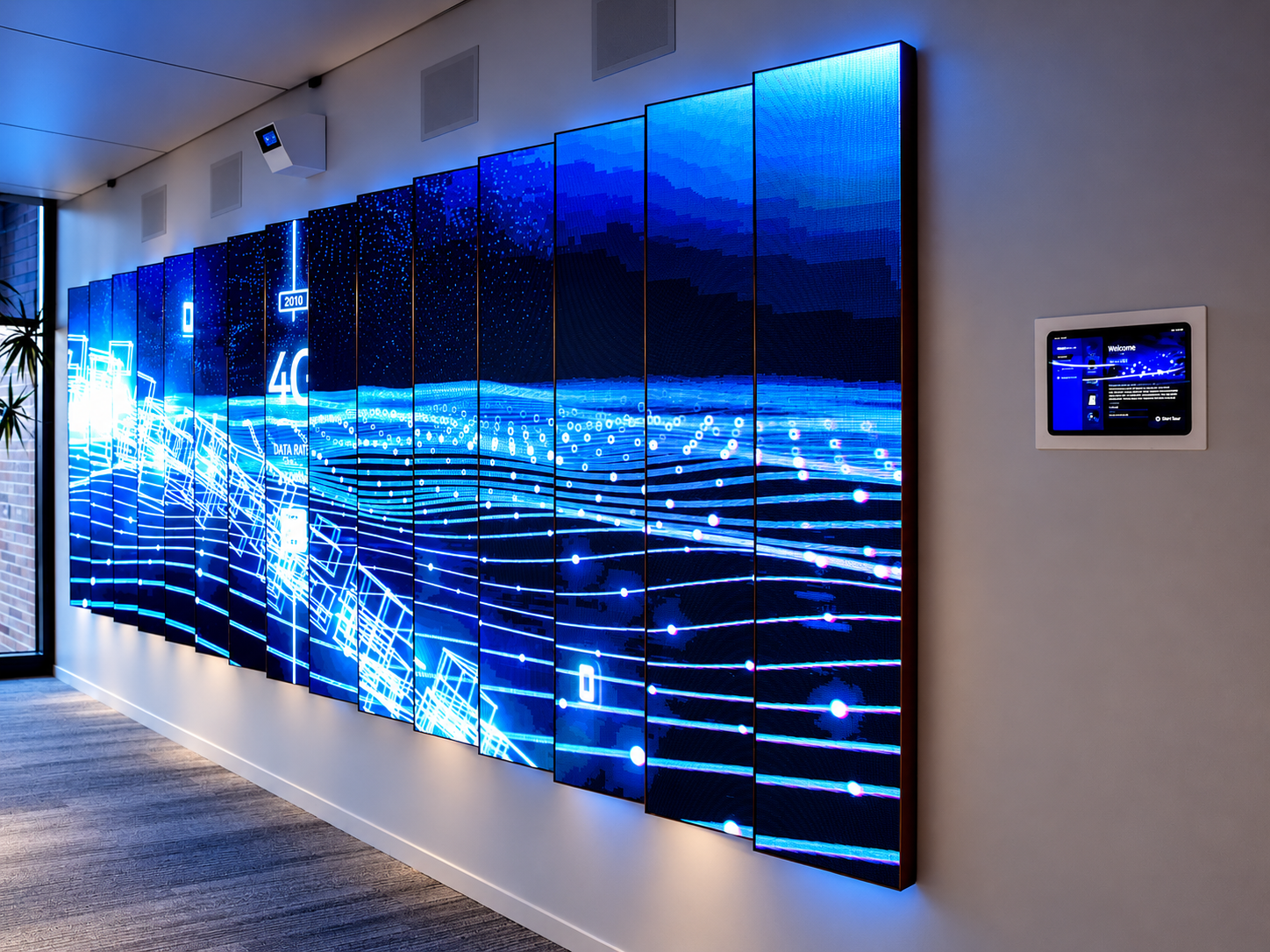 Futuristic Blue Data Wall Corridor.png
