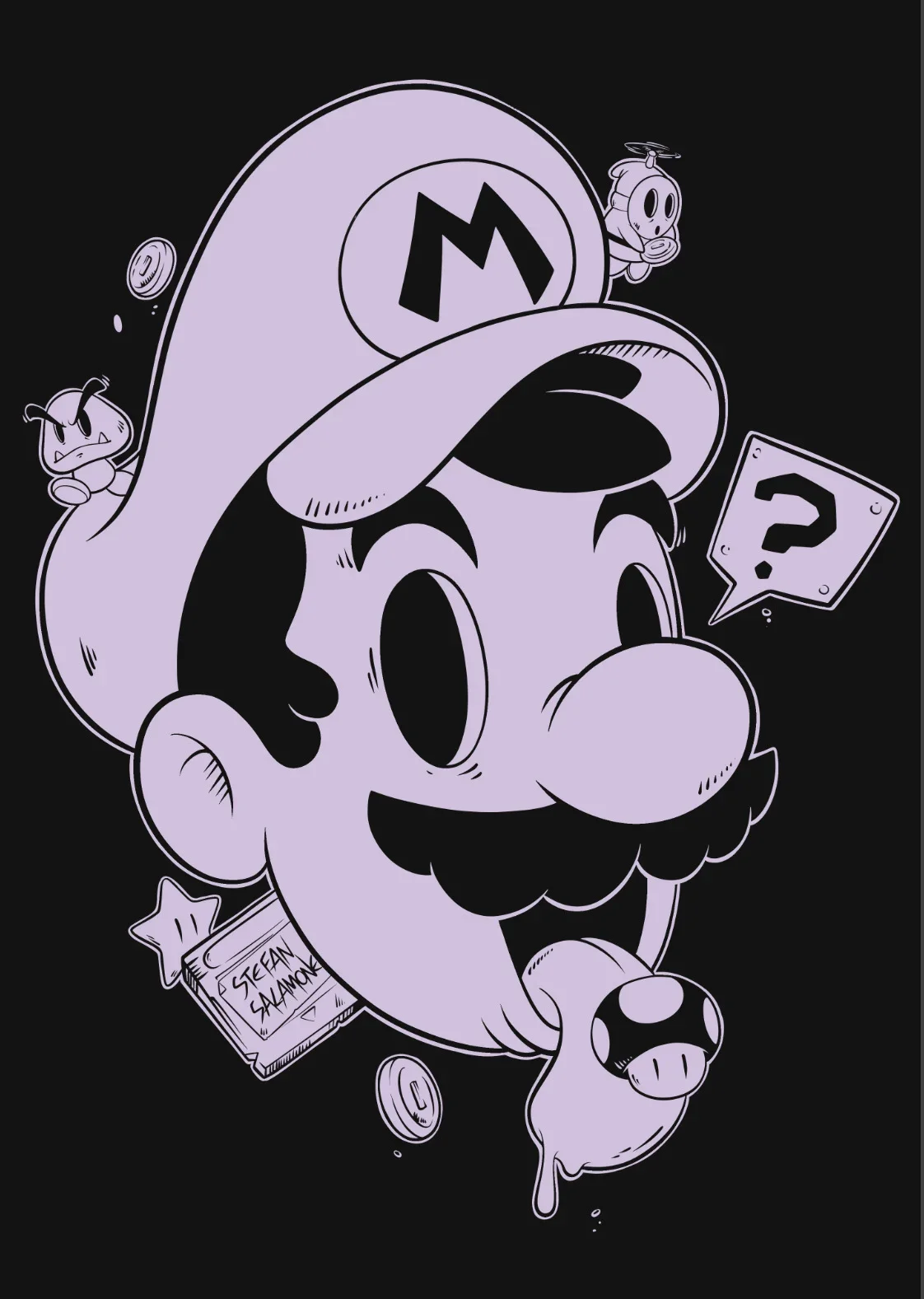 Mario Crewneck - Purple Smoke on Black