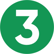 A green circle with the number 3