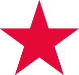 A red star with a black background.