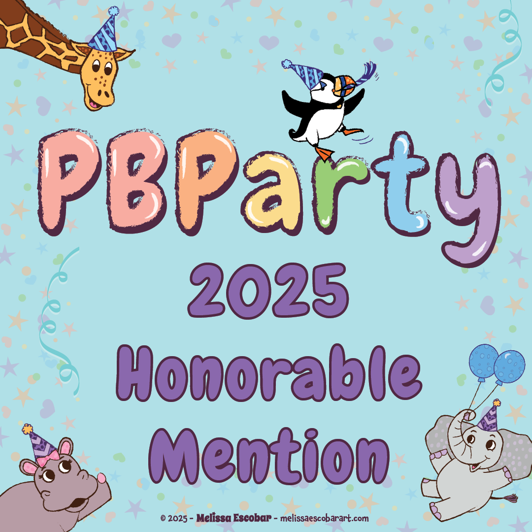 Illustration of animals in party hats with words "PB Party Honorable Mention 2025."