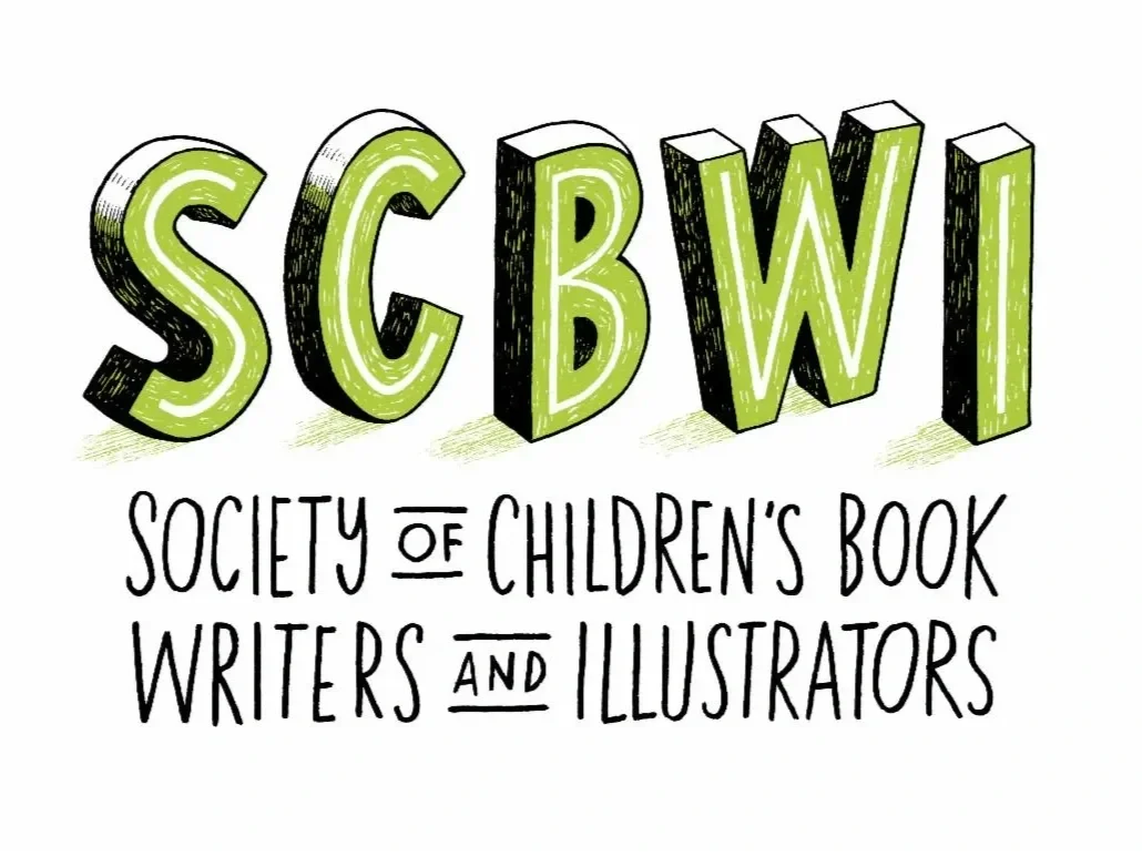 Logo with letters "SCBWI" in green and below the words "Society of Children's Book Writers and Illustrators.