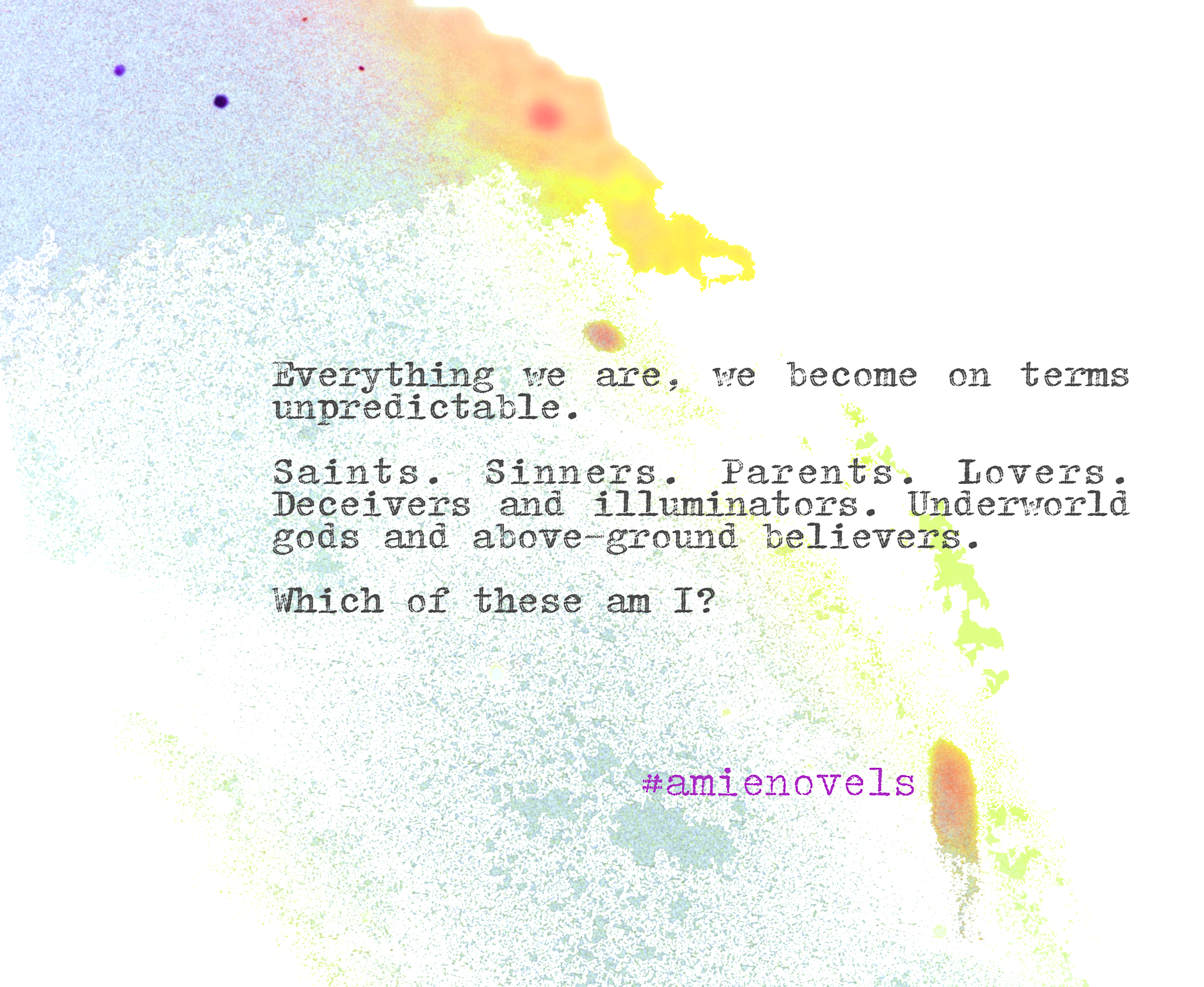 Book quote from THE POWER OF AMIE MARTINE by Laurie Perez, displayed on hand-drawn digital art with abstract color pixelations