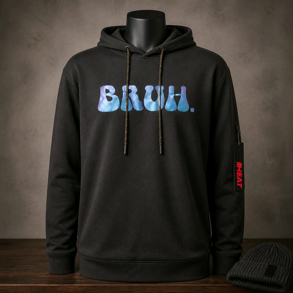 Gradient 'BRUH' Statement Premium Hoodie-XL