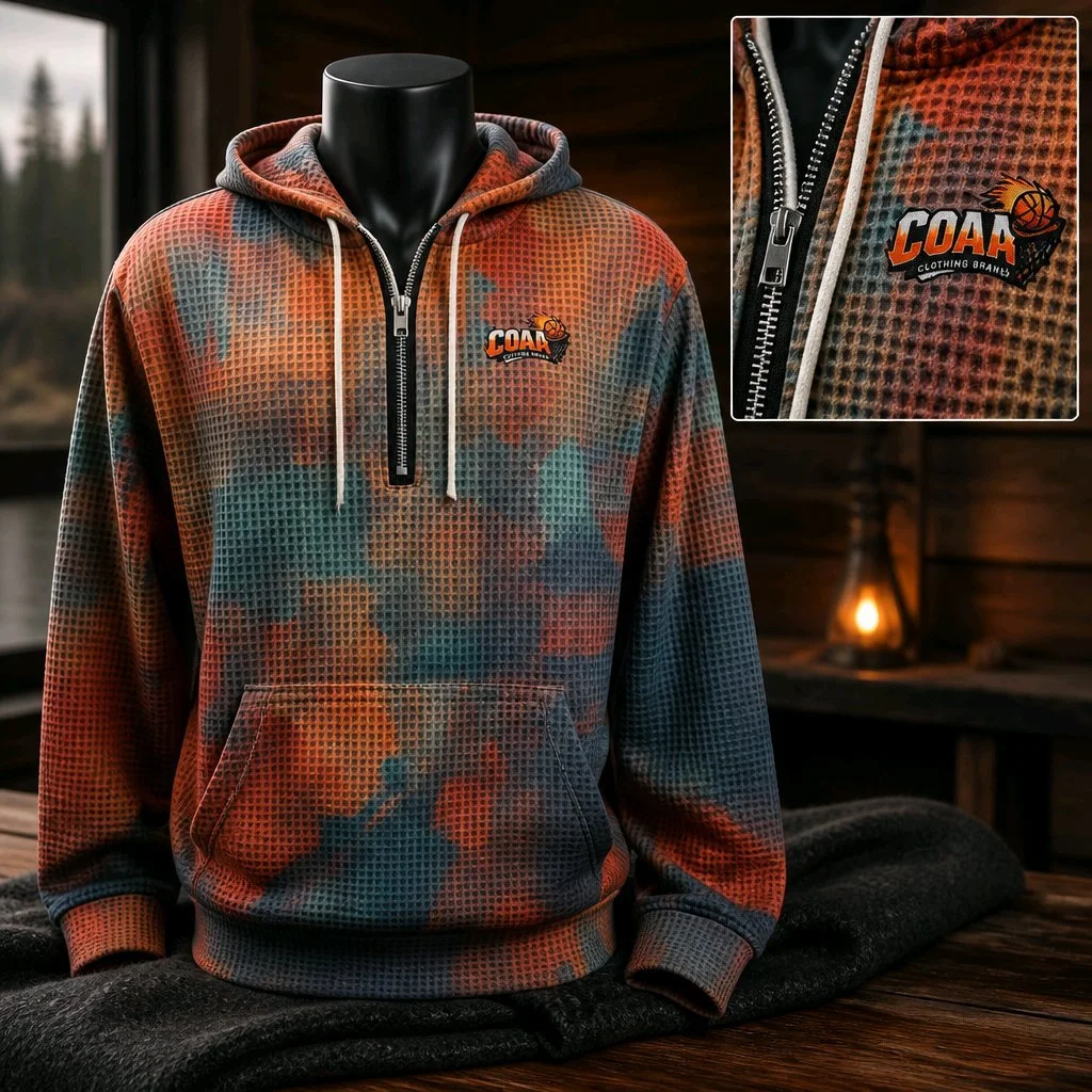 Vibrant Waffle Grid Hoodie-XL