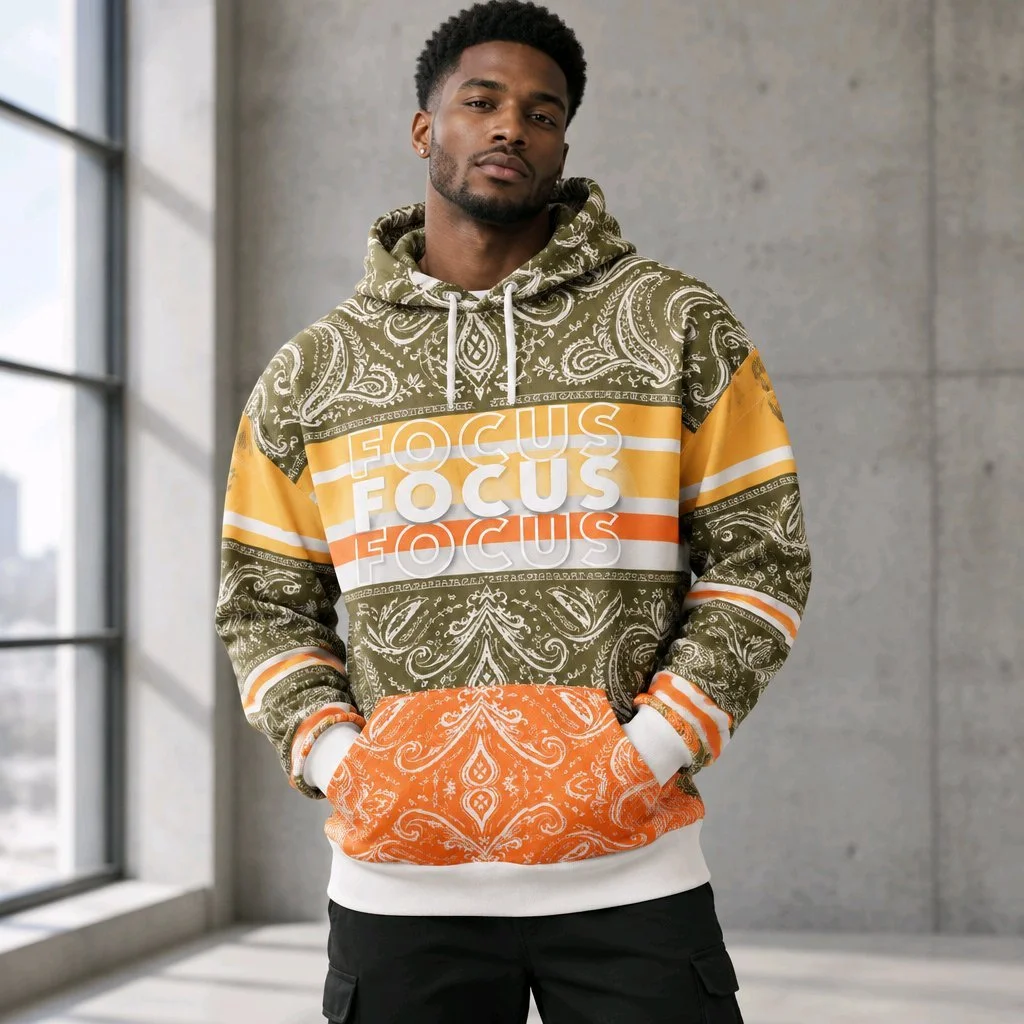 Vibrant ‘Focus’ Paisley Hoodie