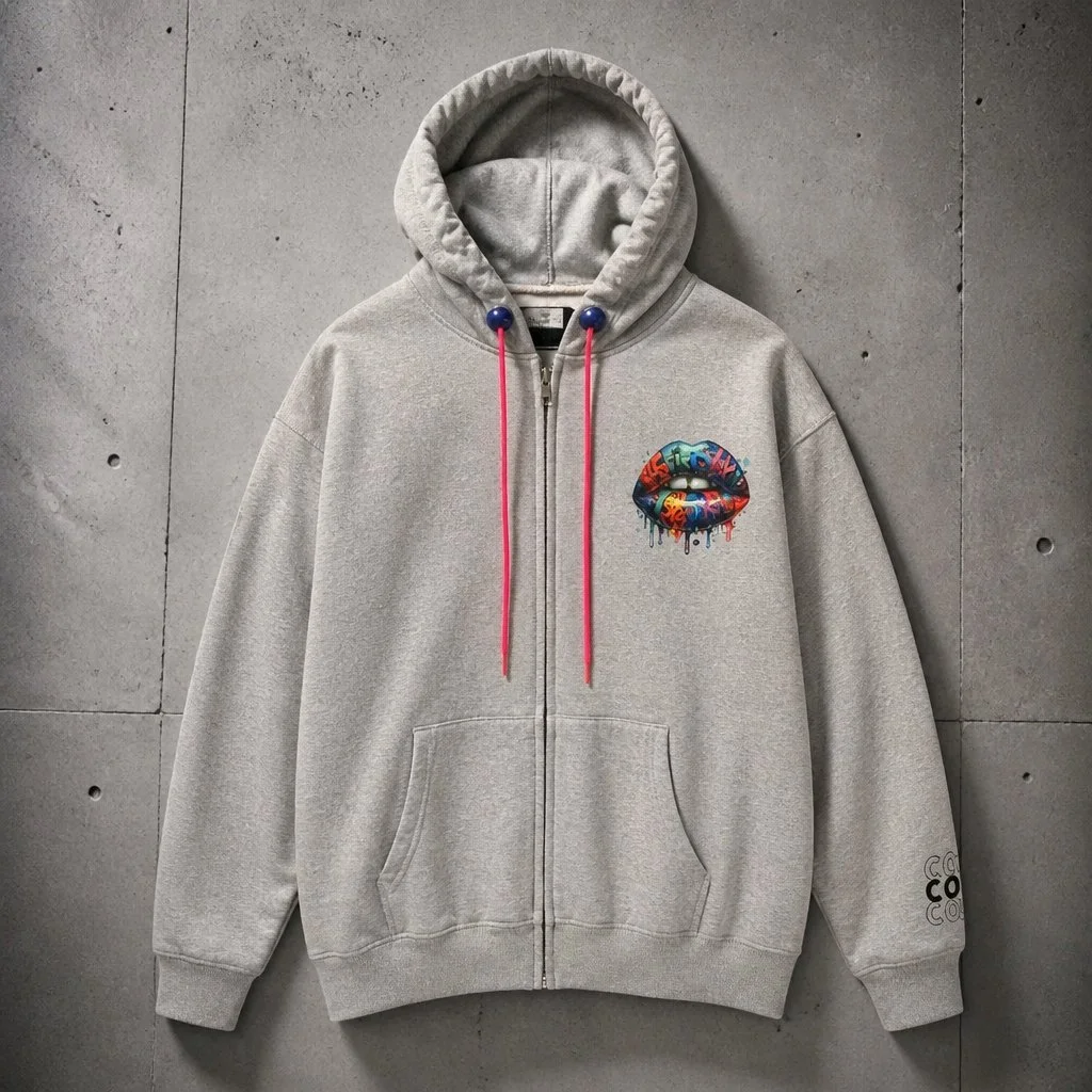 Multicolor Graffiti Lady Lips Hoodie