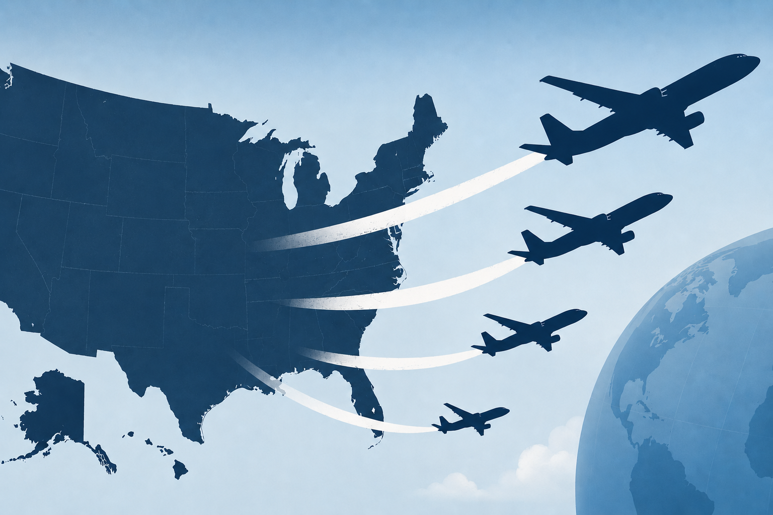 Airplanes leaving the United States