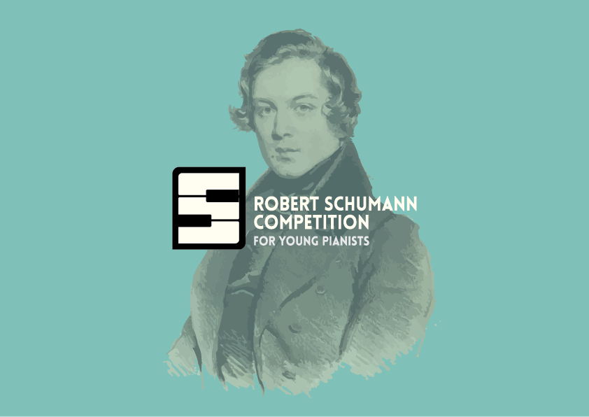 Logo des Robert Schumann Competition for Young Pianists mit einem historischen Porträt von Robert Schumann.