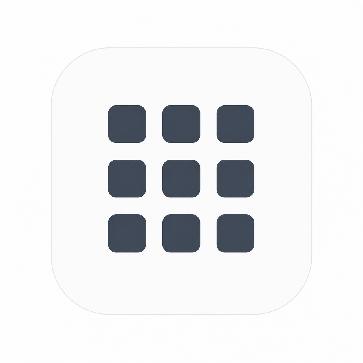 Icon resembling a calculator with three columns and four rows of dark square buttons on a white background.