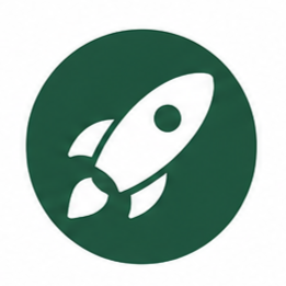 Rocket icon inside a green circle.