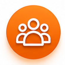 Icon of three people inside an orange circle