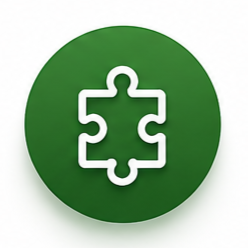 Green circular icon with a white puzzle piece outline in the center.