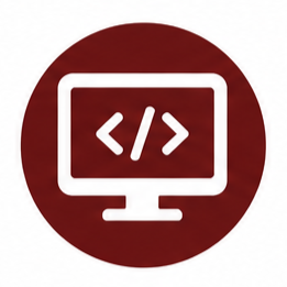 Icon of a computer monitor with a code symbol (angle brackets with slash) on the screen, indicating programming or coding.