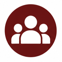 Icon of three people in a circle, representing a group or community