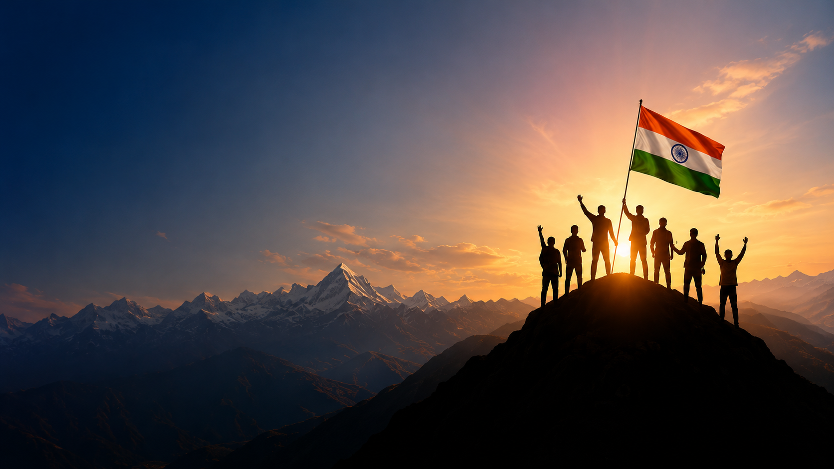 People standing together with the Indian flag, symbolizing collective action and sustainable societal impact for India.