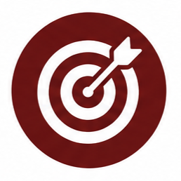 A target with concentric circles and an arrow hitting the bullseye.