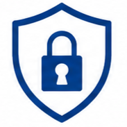 Shield with a padlock symbol, representing security or protection.