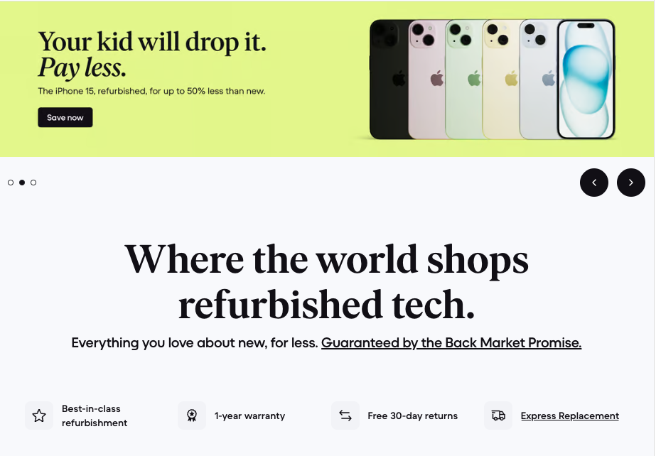 Backmarket Website Home Page