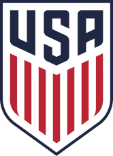 USA soccer crest with shield design and red, white, and blue colors.