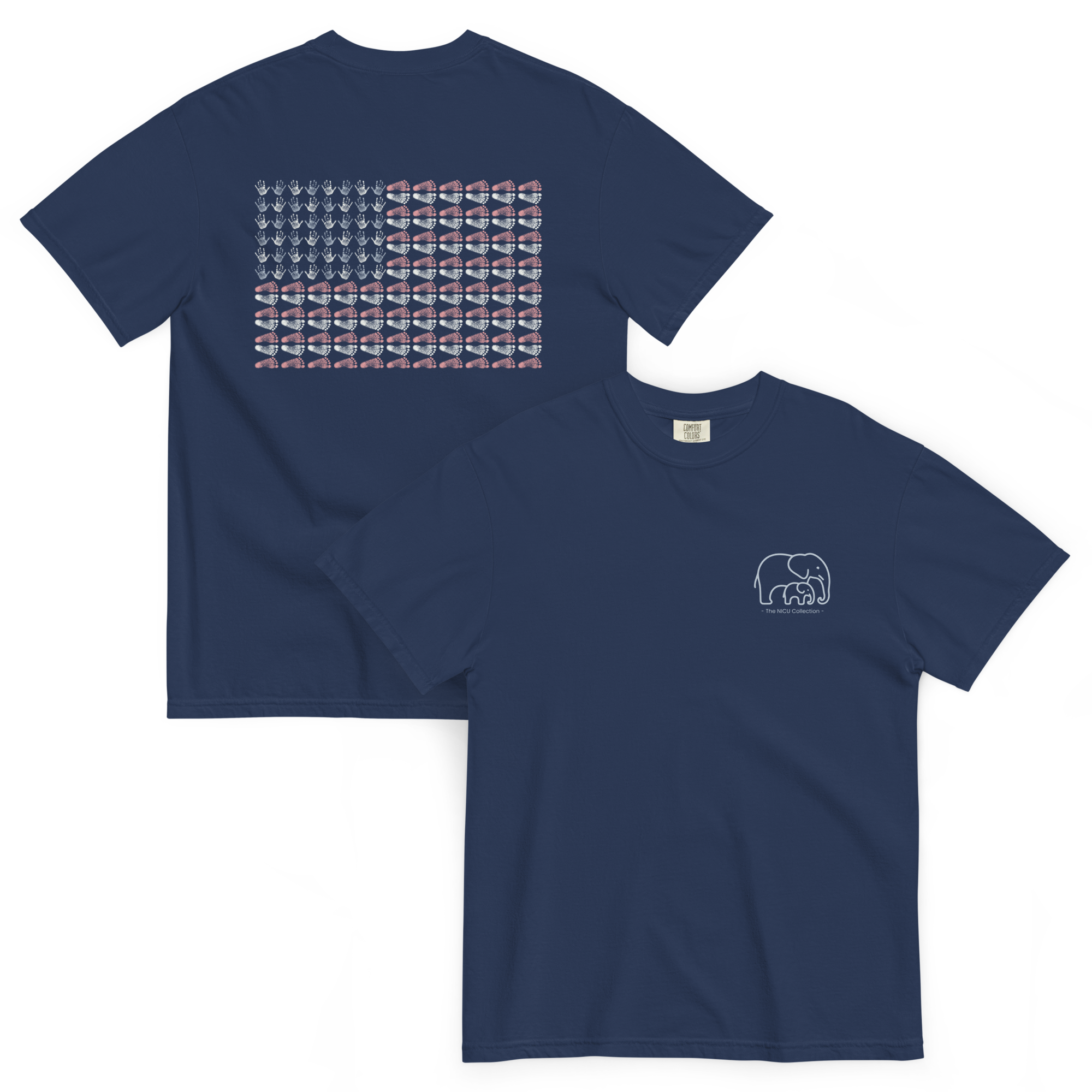 True Navy Tiny Hands Tiny Feet Big Courage NICU T-shirt color option