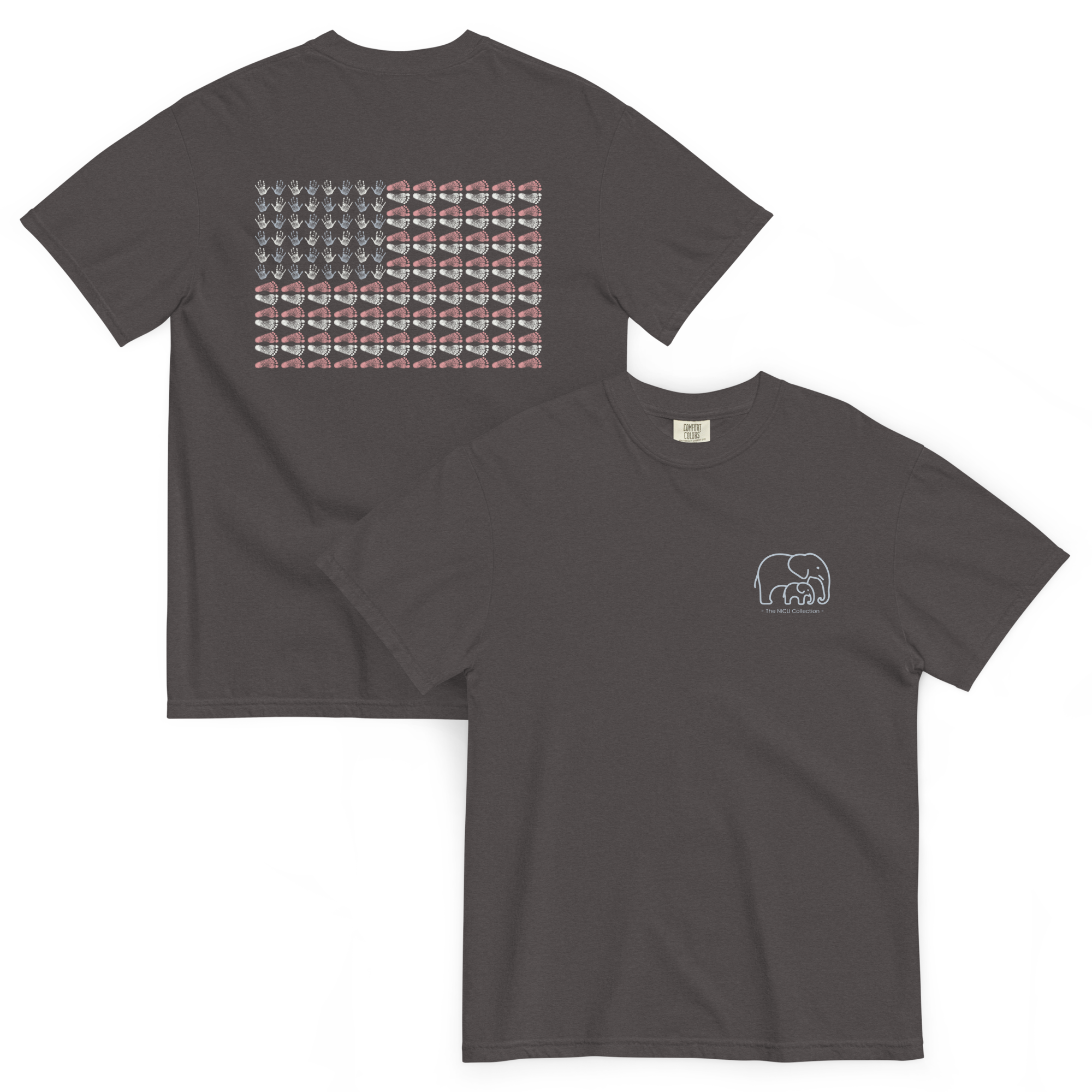 Graphite Tiny Hands Tiny Feet Big Courage NICU T-shirt color option