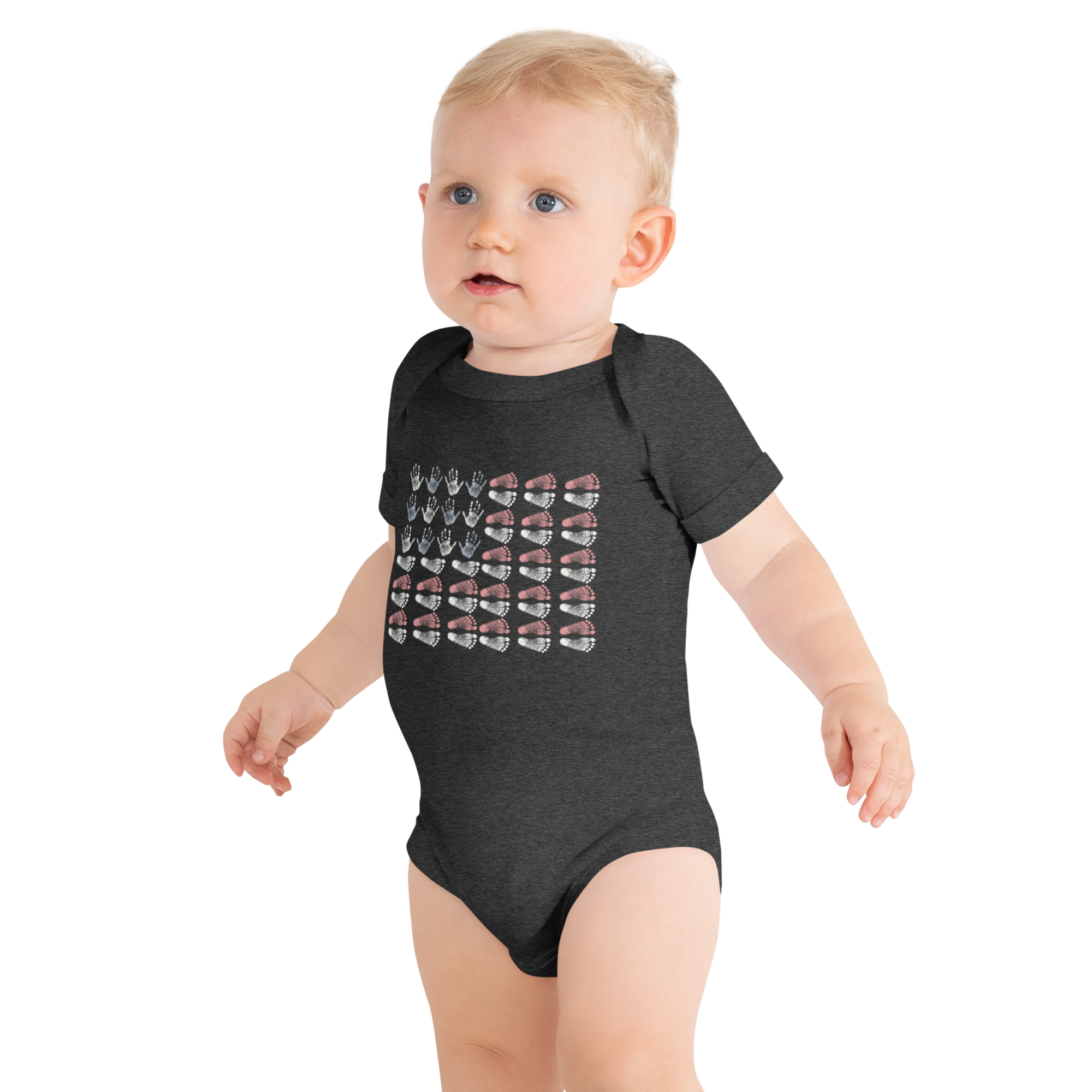 Tiny Hands. Tiny Feet. Big Courage. Baby Short Sleeve One Piece