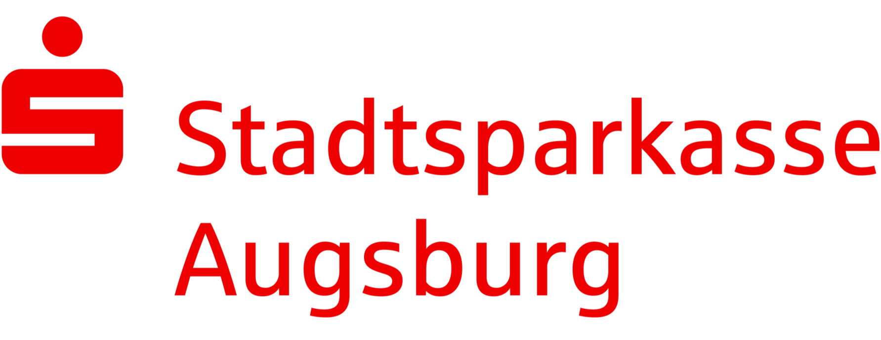 Logo der Stadtsparkasse Augsburg, bestehend aus einem roten S-Symbol und dem roten Schriftzug 'Stadtsparkasse Augsburg'