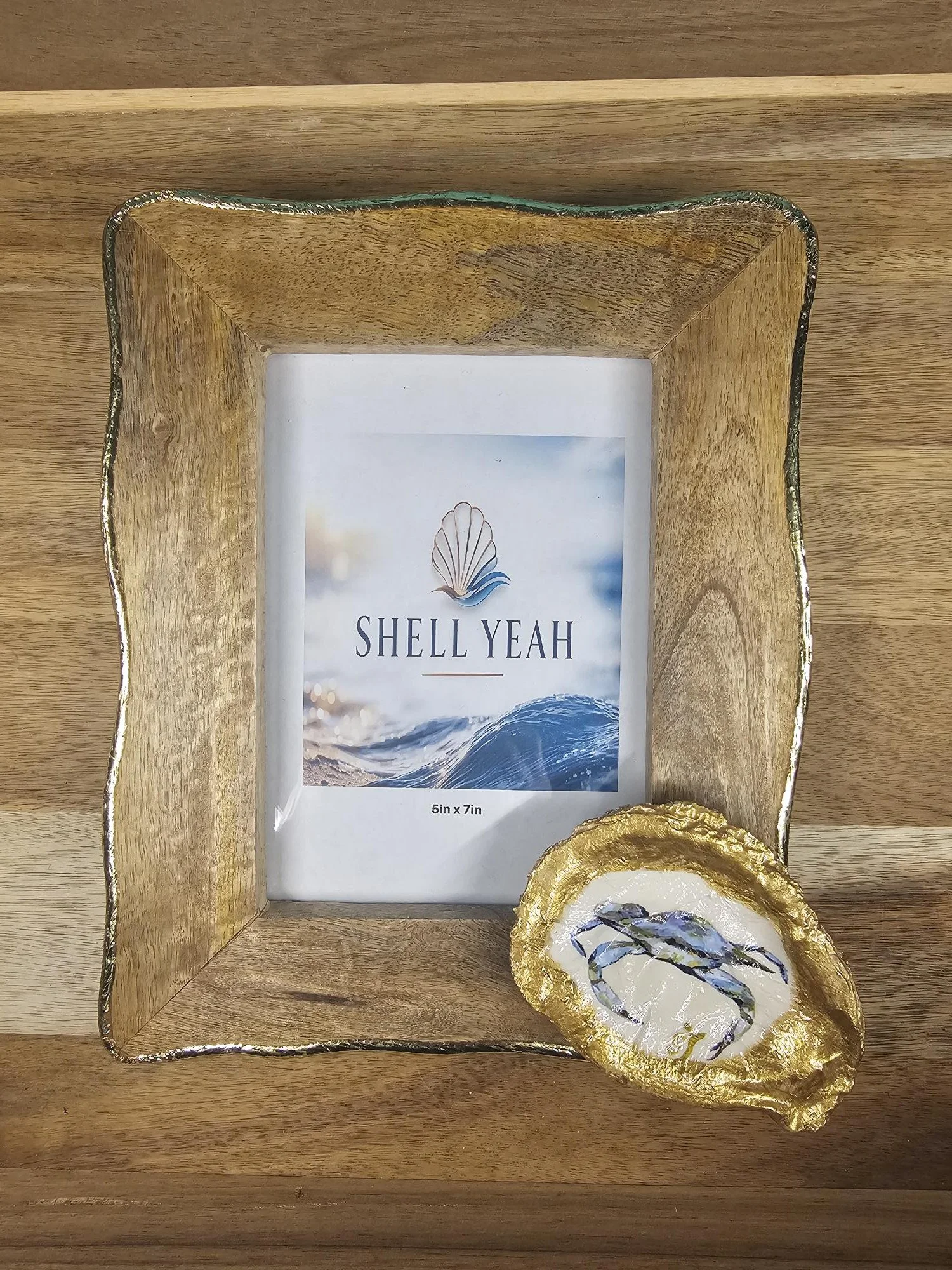 Chesapeake Blue – Blue Crab Oyster Shell 5 × 7 Wood Picture Frame