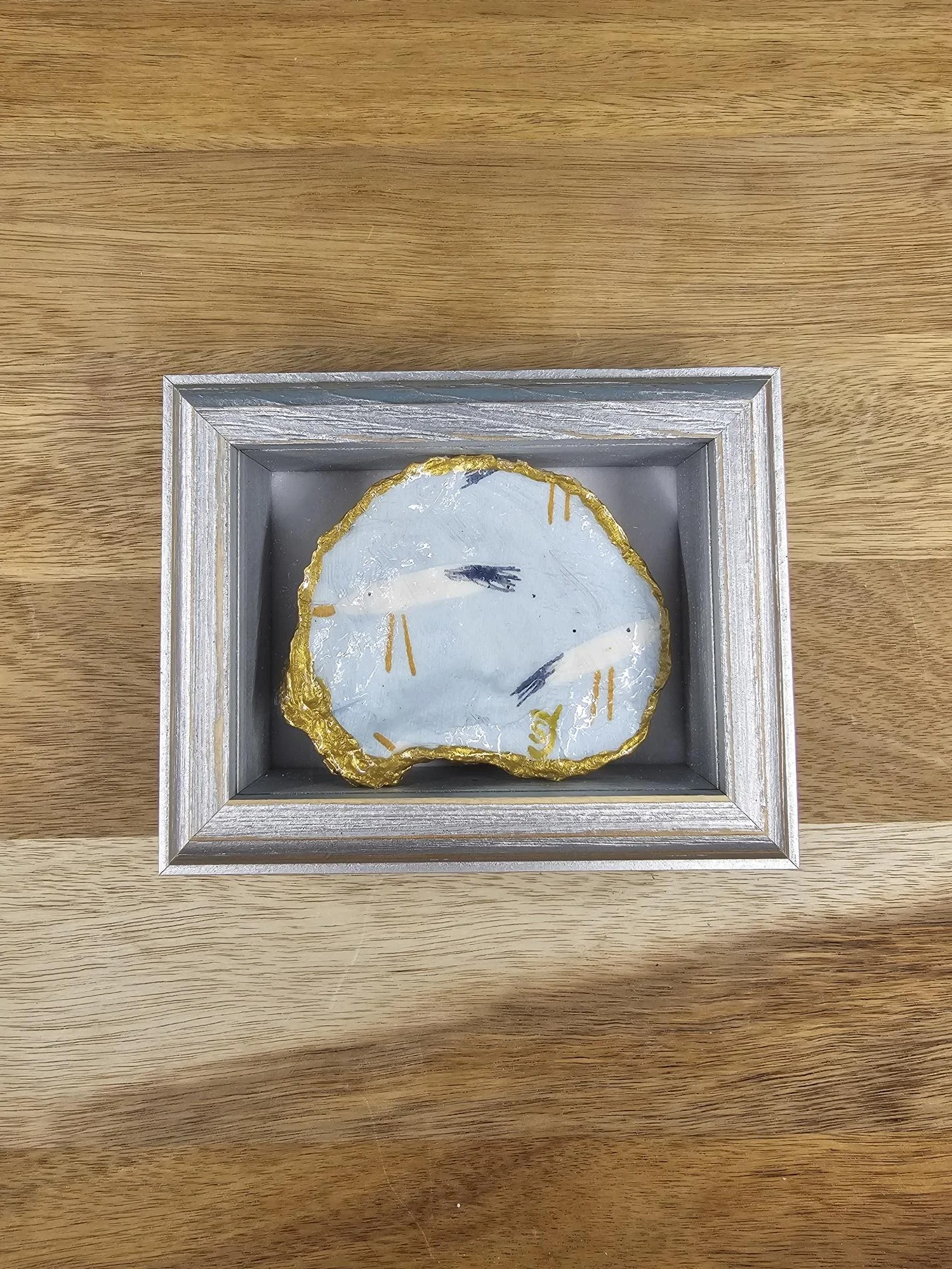 Three by the Shore – Seagull Oyster Shell Silver Shadow Box