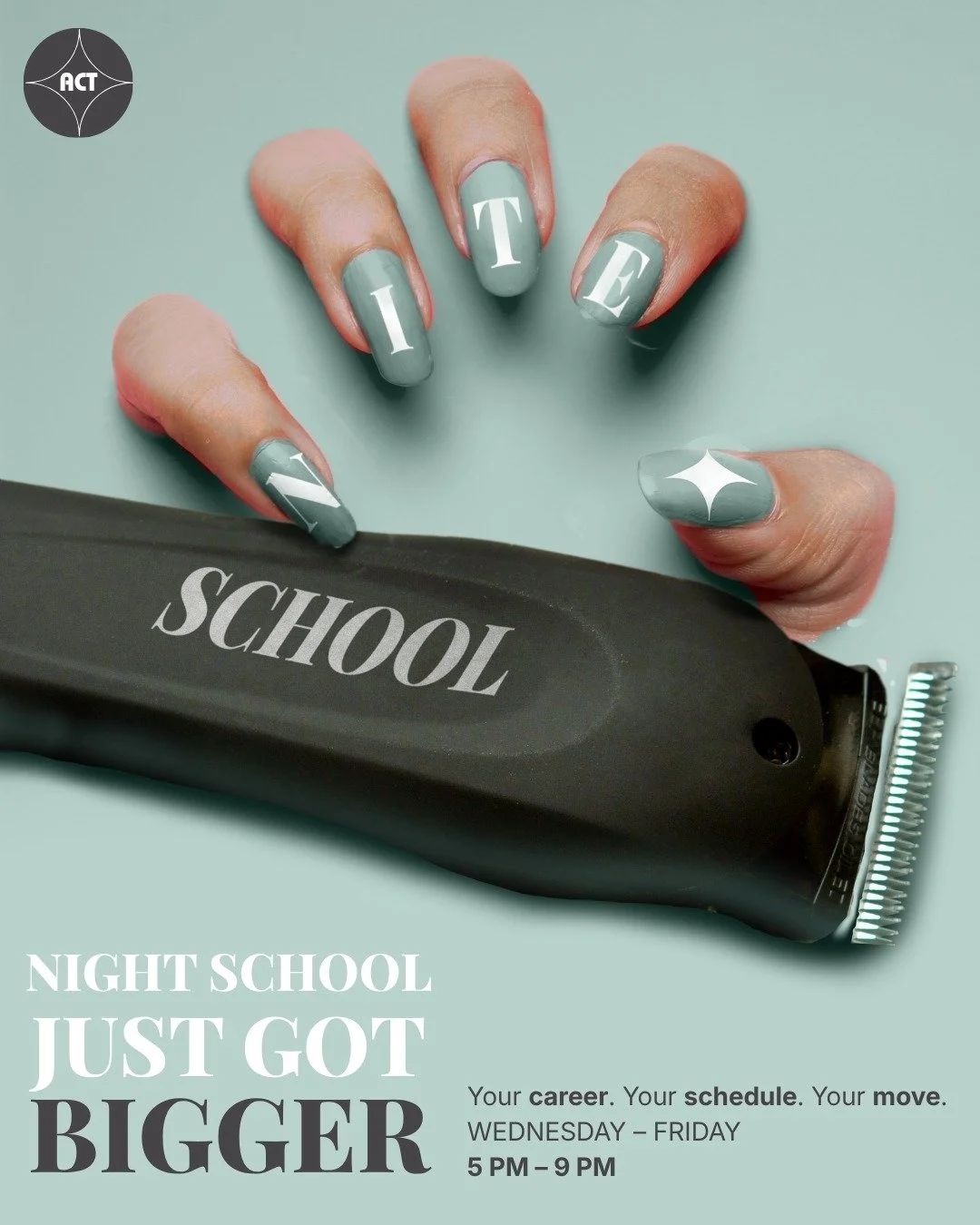 Can&rsquo;t make school work during the day? 👀 Then build your future at night. 🌙🔥

Night School is designed for students who need a schedule that works around their life &mdash; and now you have more options to choose from.

💈 Barber &mdash; mas