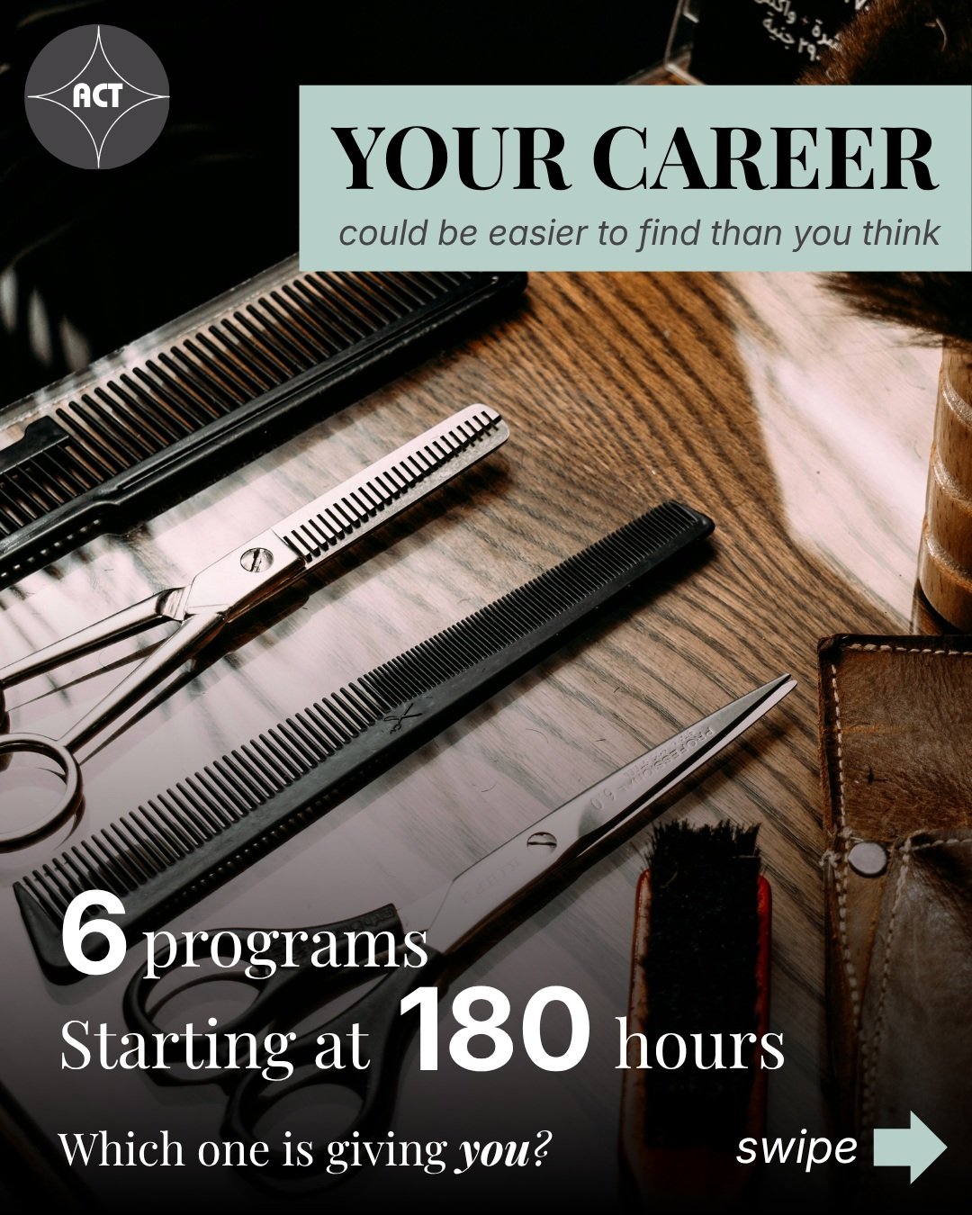 Your next career doesn't need 4 years and a mountain of debt 👀

6 programs. Pick your vibe:

✂️ Cosmetology (1,200 hrs): the "I can do it all" license
💈 Barbering (900 hrs): craft + community in one chair
💆 Massage Therapy (600 hrs): hea