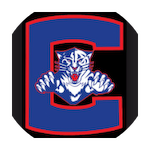 Logo with a large blue letter 'C' and a fierce tiger's head in the center.