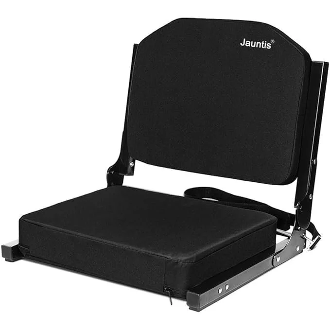 Black ergonomic chair with a cushioned seat and backrest, labeled 'Jauntis', designed for gaming or office use.
