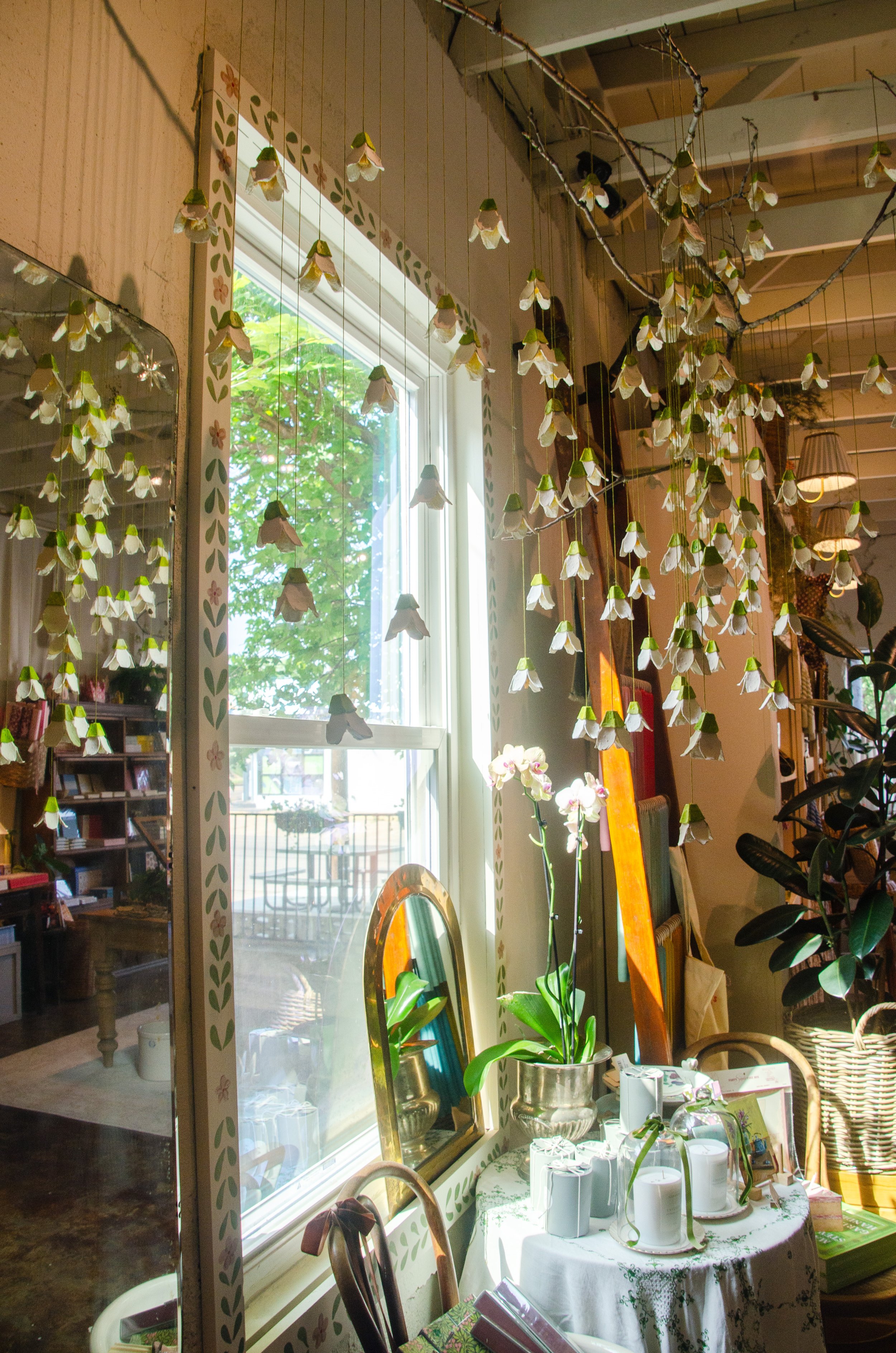 Egg carton flower installation | Designer, fabricator, installer | The Carpenter's Daughter Waco