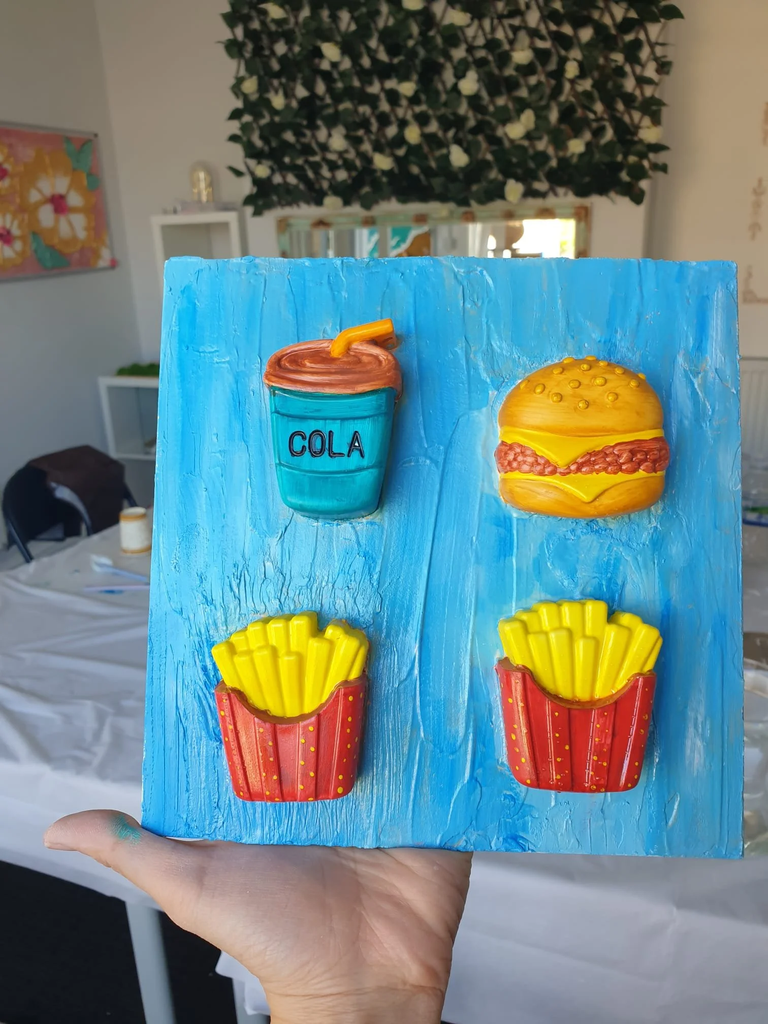 "mixed media canvas workshop," "3D canvas art," "plaster figurine art," "paint your own canvas," and "creative canvas workshop"