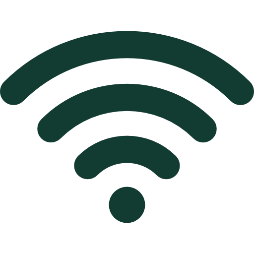 Wi-Fi signal icon with curved lines above a dot.