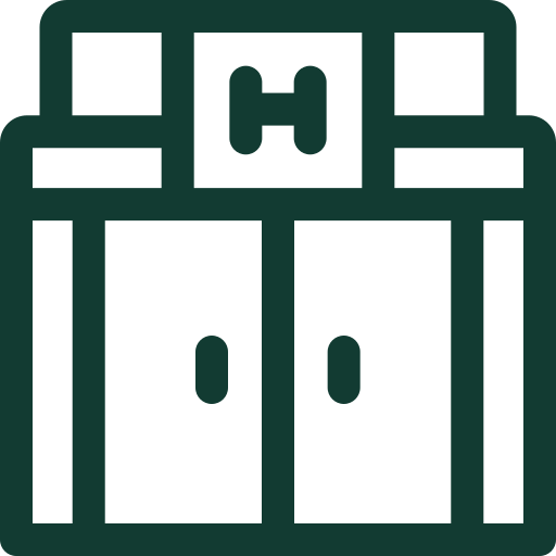 Icon of a train station with an entrance and a train symbol