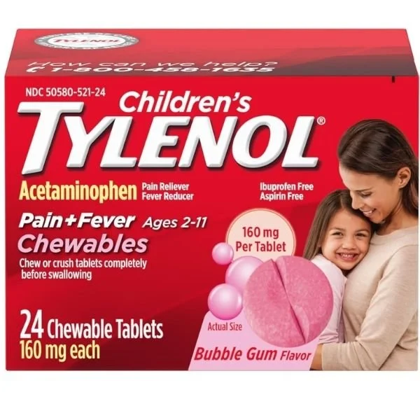 Tylenol Children's Bubblegum Chewables - Box of 24