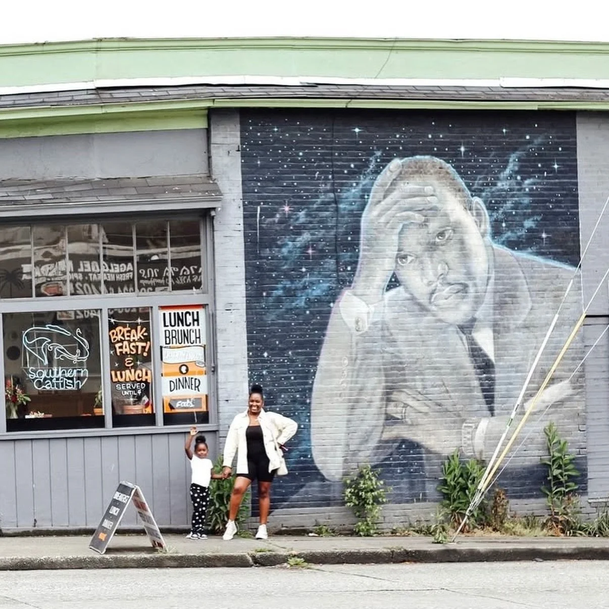 Proud to call the corner of Martin Luther King Jr Way &amp; Cherry St home. This mural reminds us that community, service, and love are built block by block. 🖤🖤🖤

Mural by @crespi31 
Photos by @by_lakeisha @intentionalist_ @mribim @kishaa83