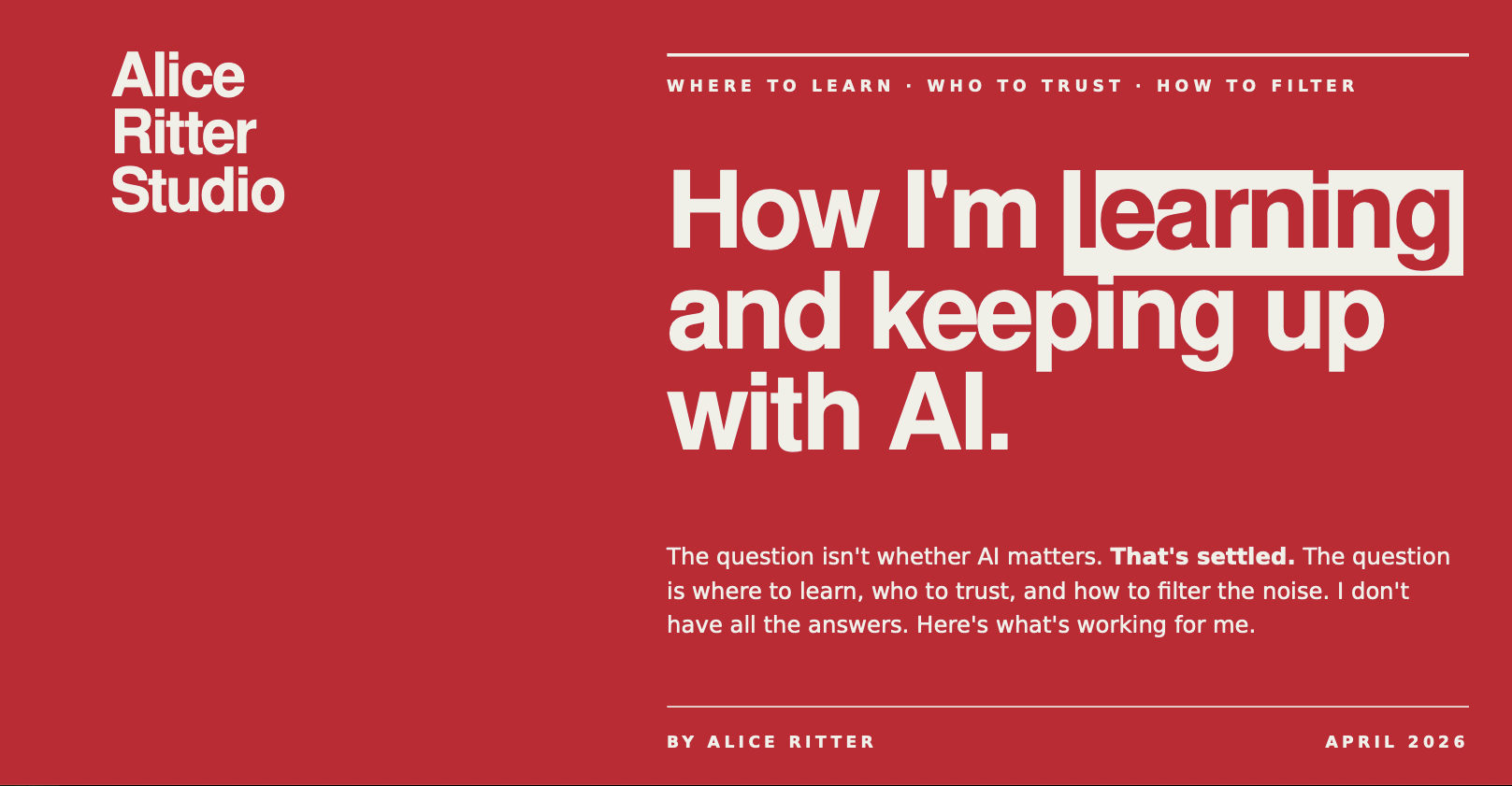 How I'm Learning AI