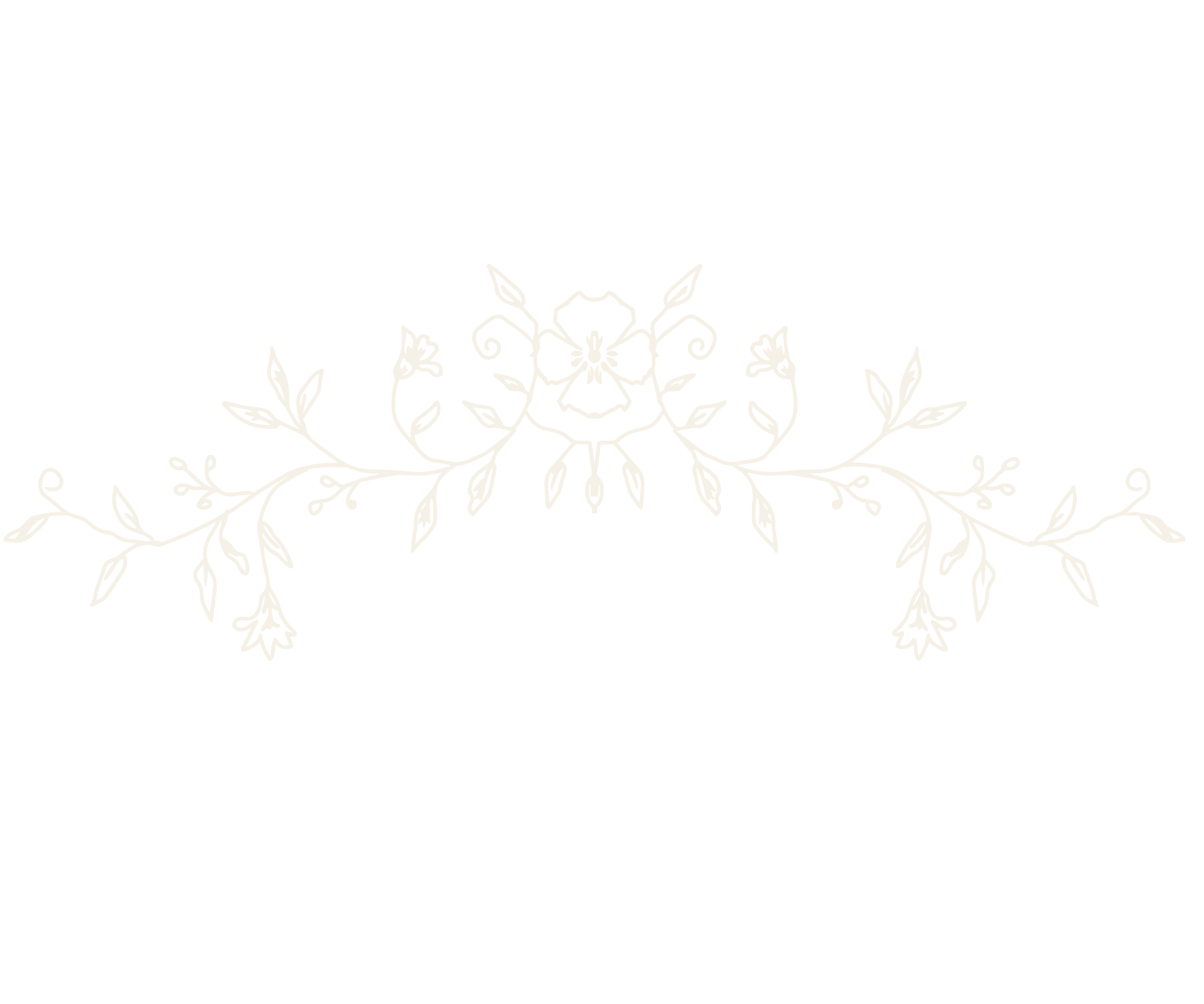 Decorative floral white line art on black background with a blank space for text.