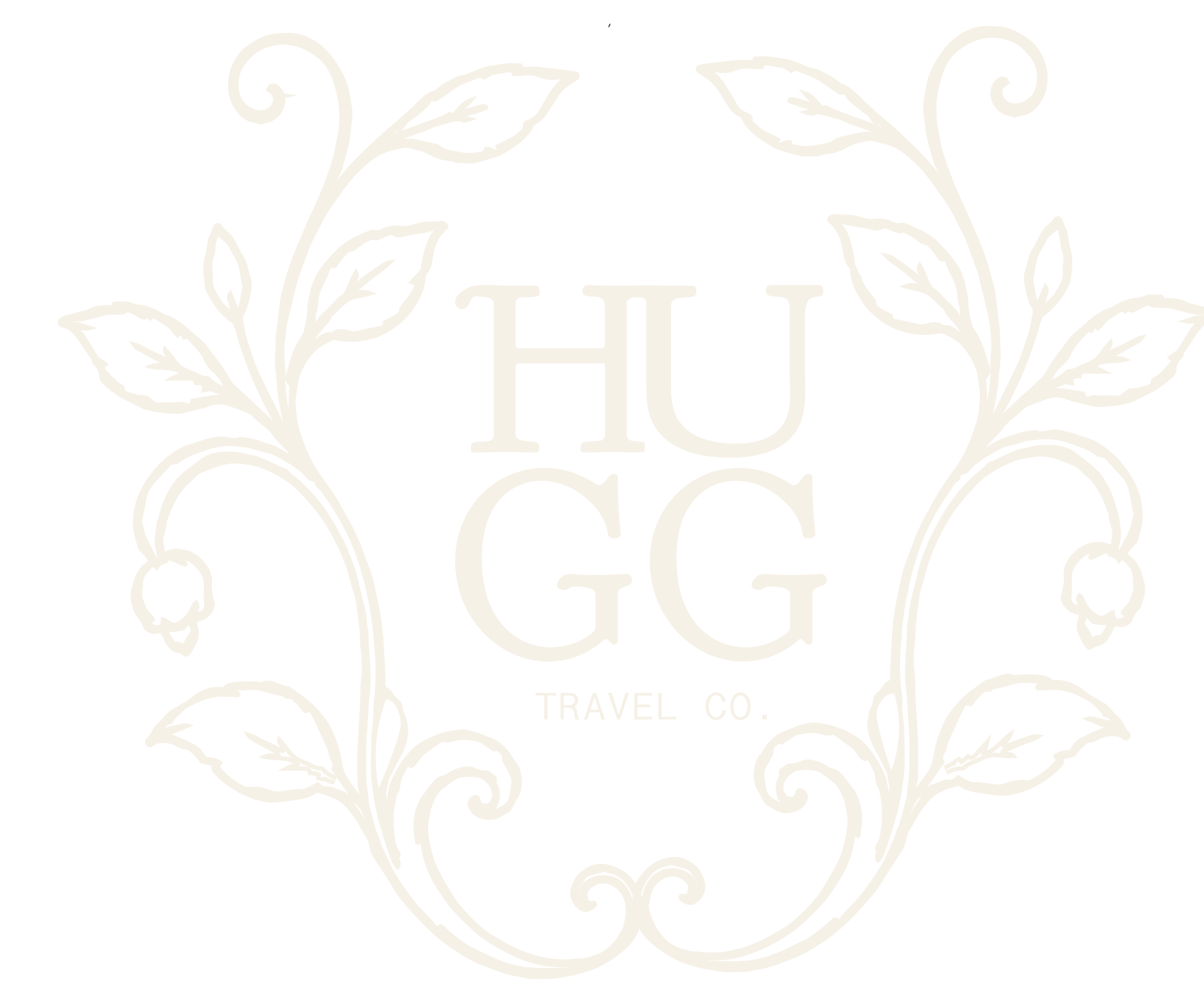 Logo for a travel company featuring decorative floral elements and the words "HIT G" in stylized lettering.